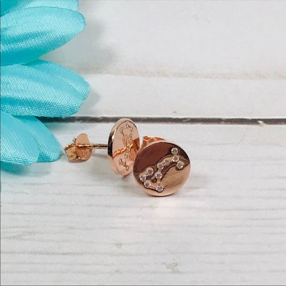 Sterling Silver Scorpio Earrings Rose Gold Plated - Picture 1 of 7